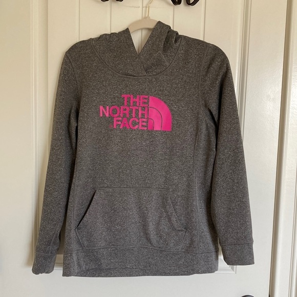 The North Face Tops - The North Face Hoodie Womens Medium Heathered‎ Grey Pink Outdoors